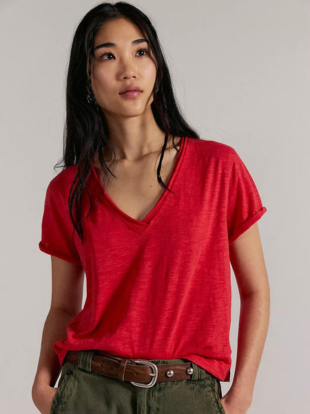 Free People Take 2 Tee - Racing Red Combo