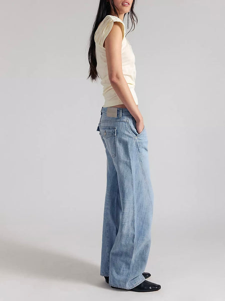 Free People Highland Low Rise Twisted Bowed Jeans - Art School