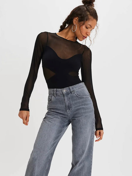 Free People All An Illusion Bodysuit -  Black