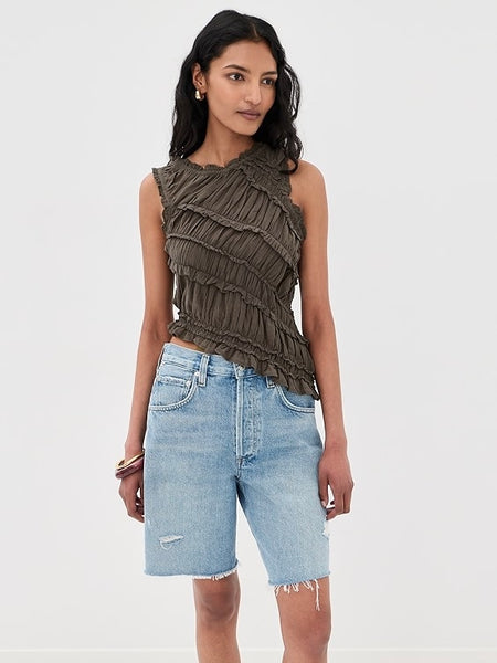 Free People Pink Sands Smocked Top - Chocolate