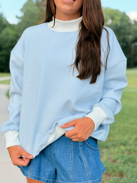 Stripped Mock Neck