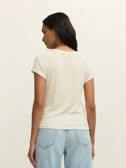 ZSupply Renae Ribbed Short Sleeve Top - Cloud