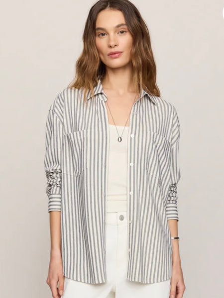 ZSupply Reese Button Up Stripe Top - Eclipse