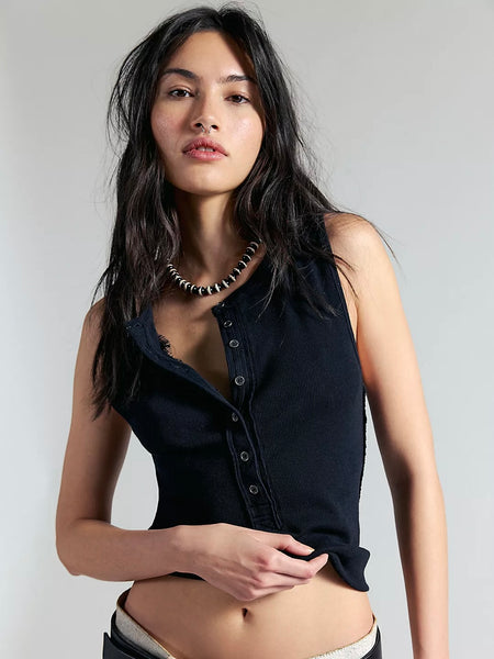 Free People Jamie Henley Tank- Pitch Black