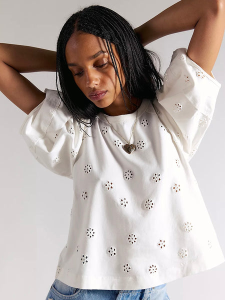 Free People Jessie Eyelet Tee - Whispering White
