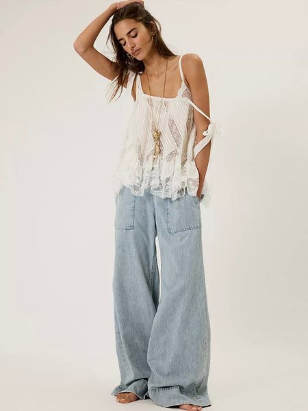 Free People Breezy Denim Pull-On Jeans- Dusk