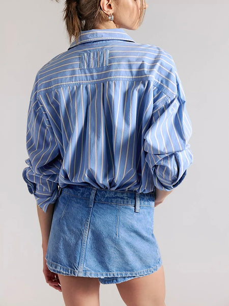 Free People Gallivanting Peekaboo Skort - Oasis Blue