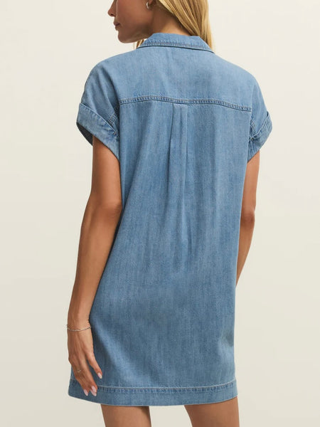 ZSupply Napa Lightweight Denim Mini Dress - Shoreline
