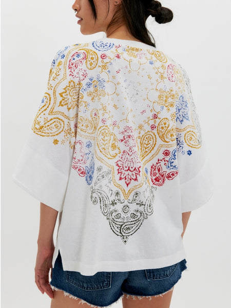 Free People Heirloom Printed Tee - Ivory Combo