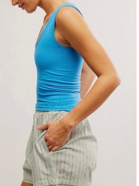 Free People Clean Lines Muscle Cami - Sky