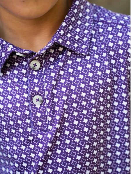 Burlebo Youth Performance Polo - Texas - Purple & White