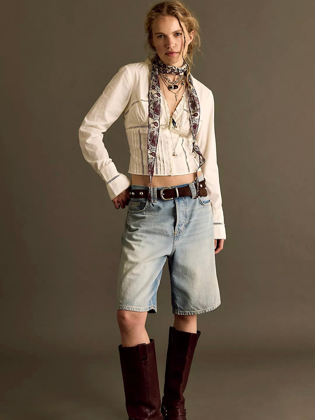 Free People Frankie Corset LS Top - Clean Ivory