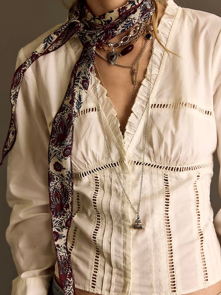 Free People Frankie Corset LS Top - Clean Ivory