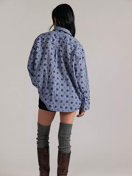 Free People Flower Shirt - Navy Combo