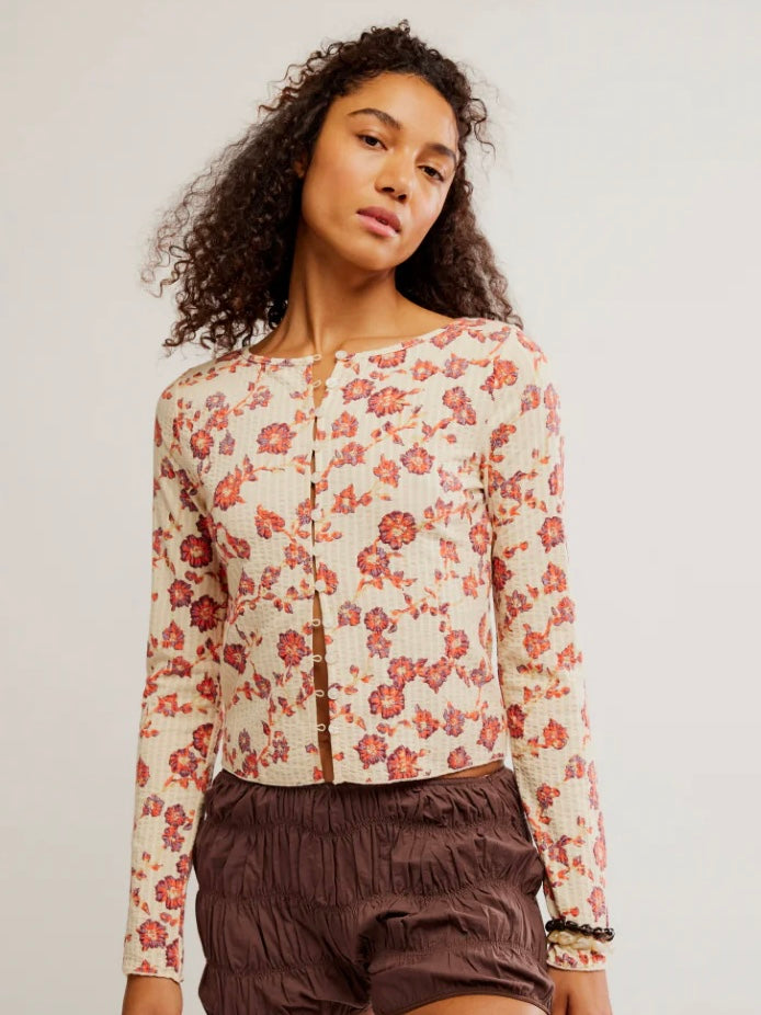 Free People Tilly Long Sleeve Cardi - Tea Combo