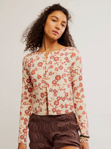 Free People Tilly Long Sleeve Cardi - Tea Combo
