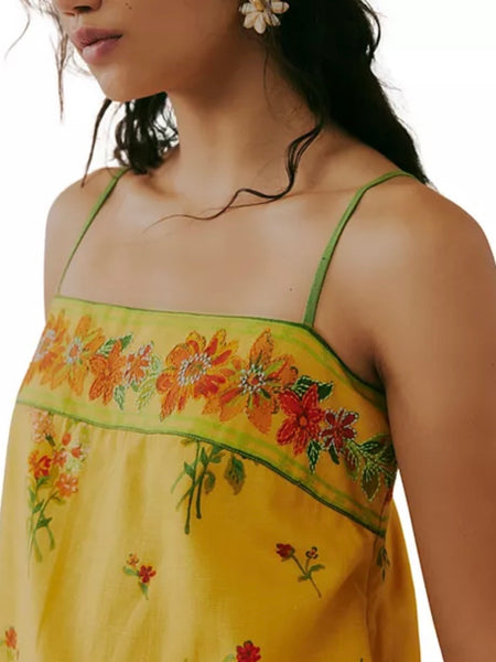 Free People Bali Take Me With You Mini Dress- Yellow