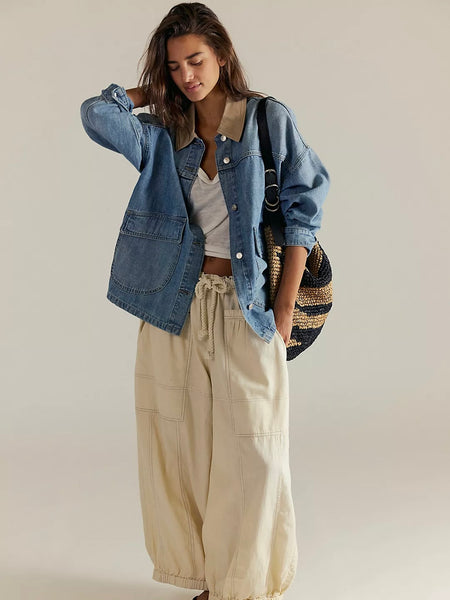 Free People Lemon Denim Jacket - Berry Blues