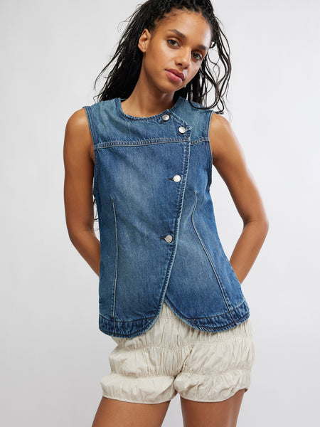 Free People Maris Denim Top- Wall Flower