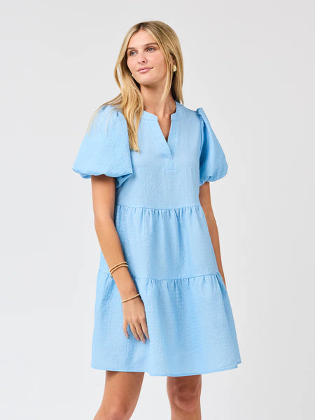 Kinsley Dress- Light Blue Seersucker