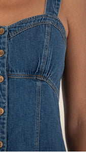 KUT Emiko A-line Sweetheart Dress - Dark Wash