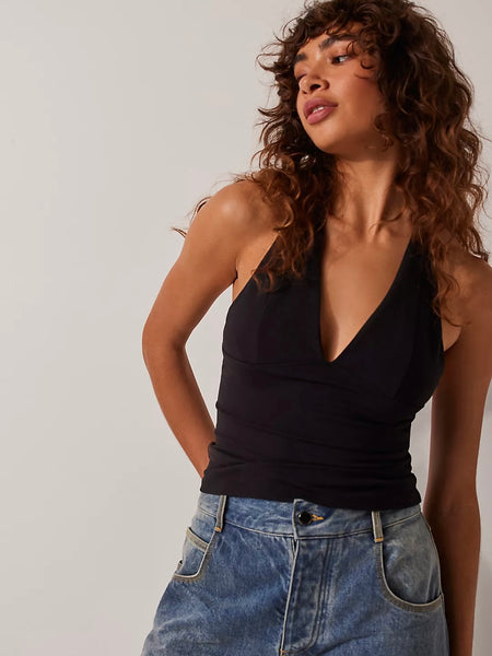 Free People Still Here Halter Top - Black