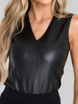 Susana Black Leather Tank