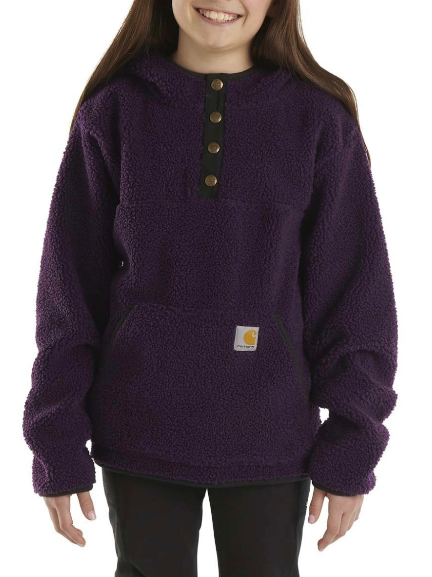 Girls Long Sleeve Fleece Quarter-Snap Sweatshirt - Crown Jewel