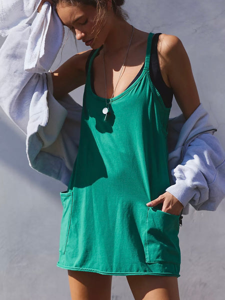 Free People Hot Shot Mini Dress - Green Glow