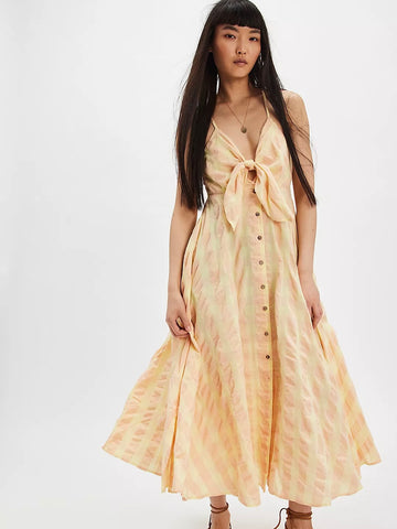 Free People Via Midi Dress - Creamsicle Combo Everly