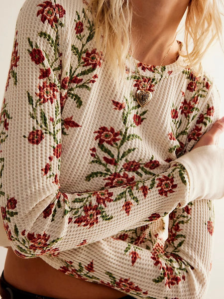 Free People Pretty Little Thermal - Sand Combo Folk Vine