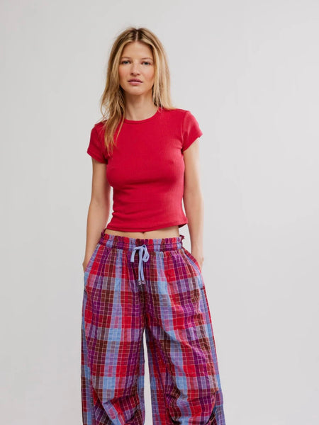Free People Wait a Minute Baby Tee- Lipstick Red