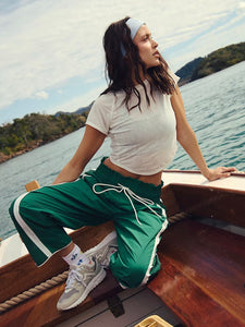 Free People Champ Is Here Pants - Heritage Green Combo