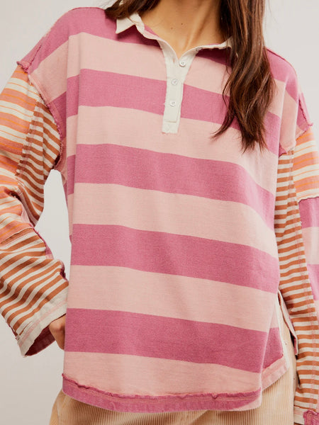 Free People Aster Stripe Long Sleeve - Farm Combo