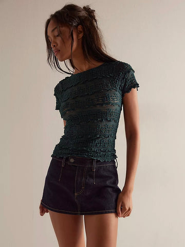 Free People Angelina Lace Tee - Seamoss