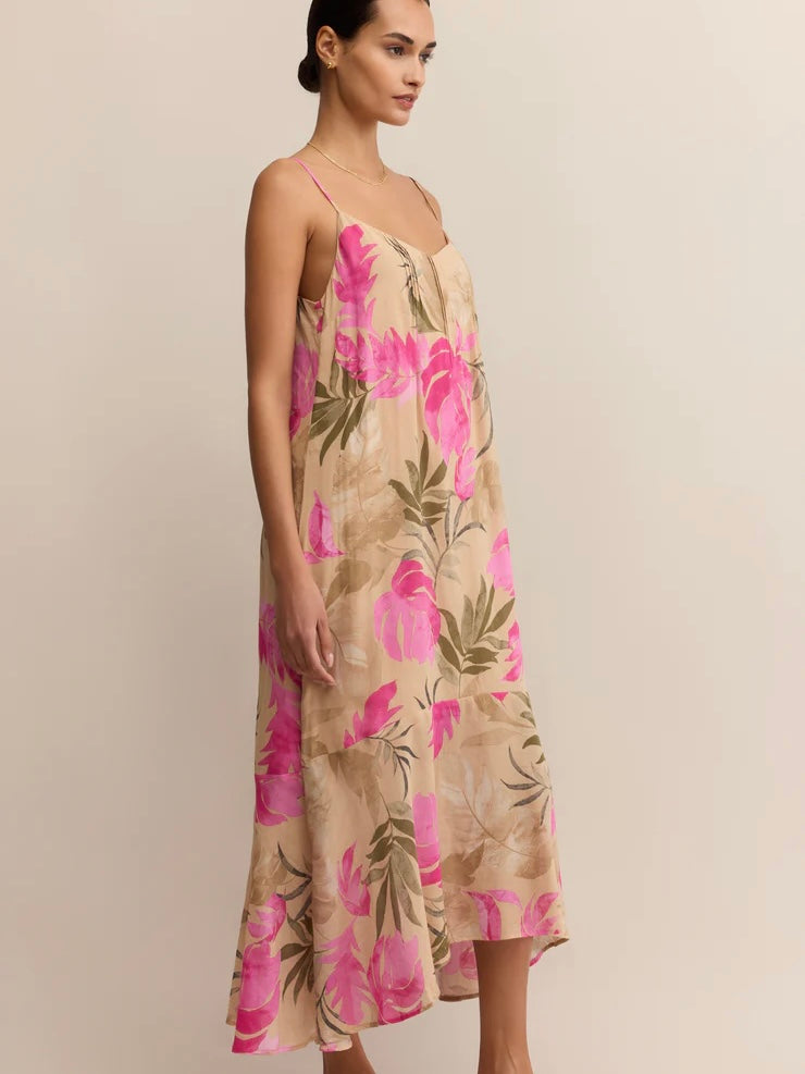 ZSupply Benson Tropical Midi Dress - Desert Tan