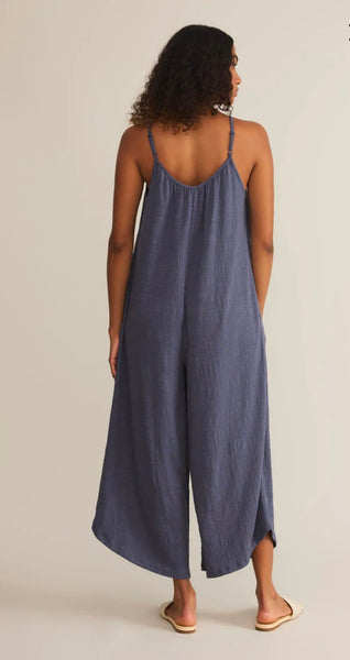 Zsupply Textured Flared Jumpsuit - Worn Blue