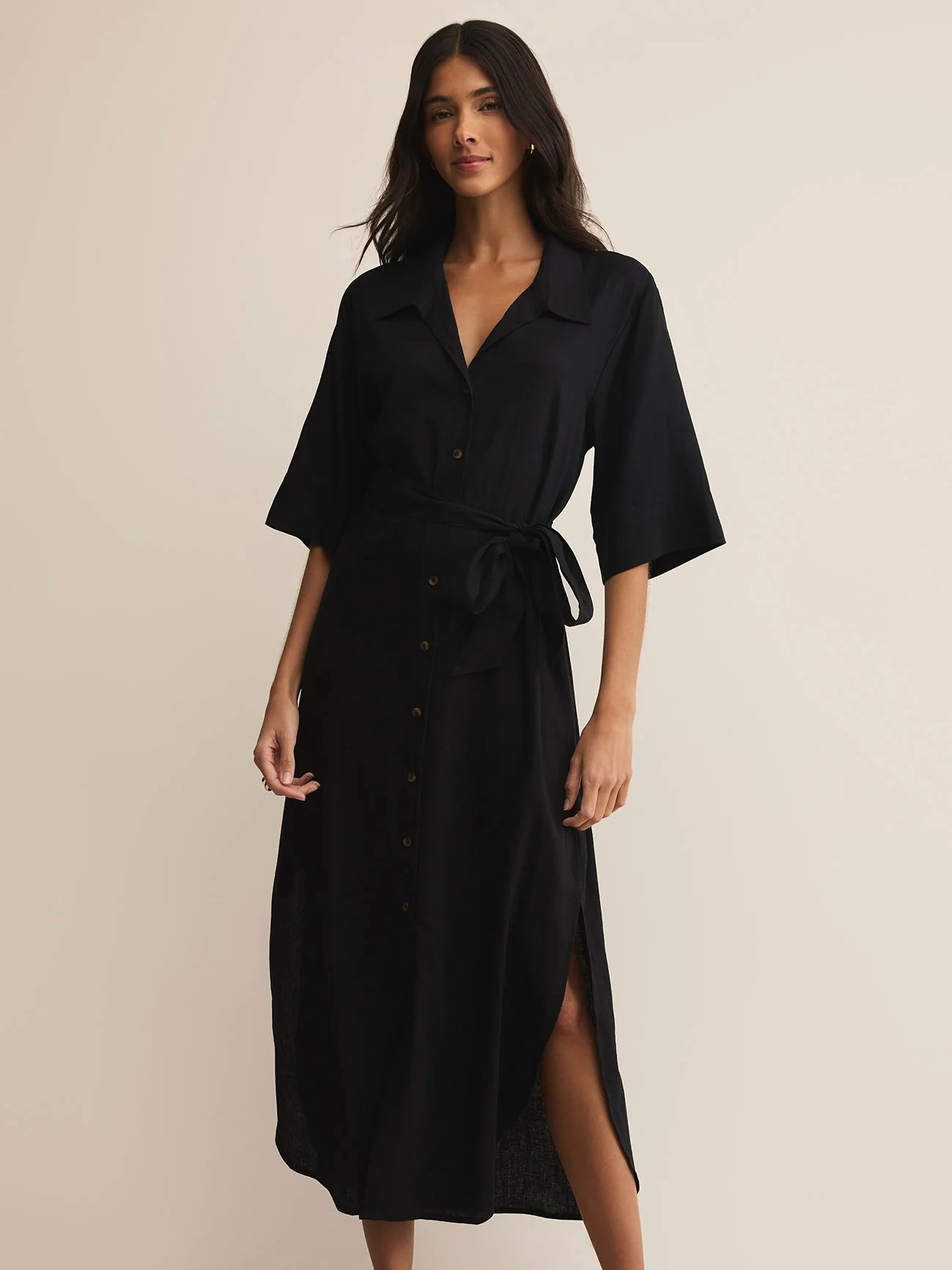 ZSupply Brise Linen Midi Dress - Black ZSupply Brise Linen Midi Dress - Black