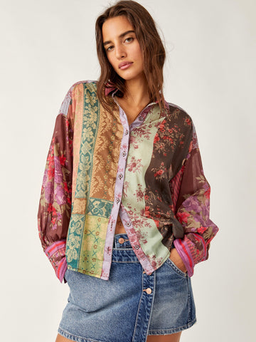Free People Flower Patch Top- Berry Combo