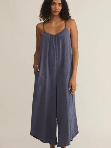 Zsupply Textured Flared Jumpsuit - Worn Blue