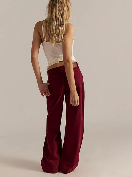 Free People Stride Straight 'n Wide Jeans - Syrah