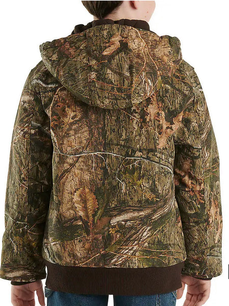 Boys Zip-Front Canvas Insulated Hooded Camo Jacket (Child/Youth)