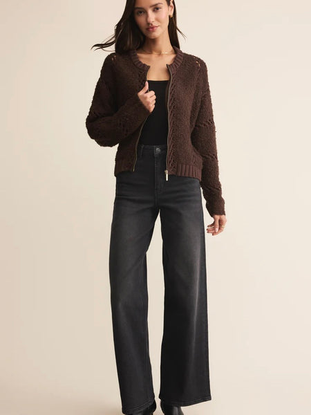 ZSupply Sundance Sweater Jacket - Chocolate Cherry