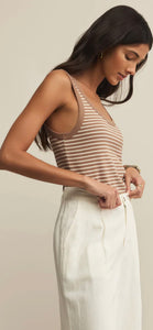 Zsupply Elin Stripe Rib Tank - Iced Coffee