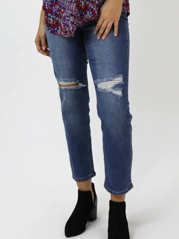 Jodi High Rise Cropped Straight Jeans- Holland
