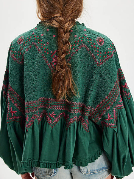 Free People Holly Knit Long Sleeve - Green Combo