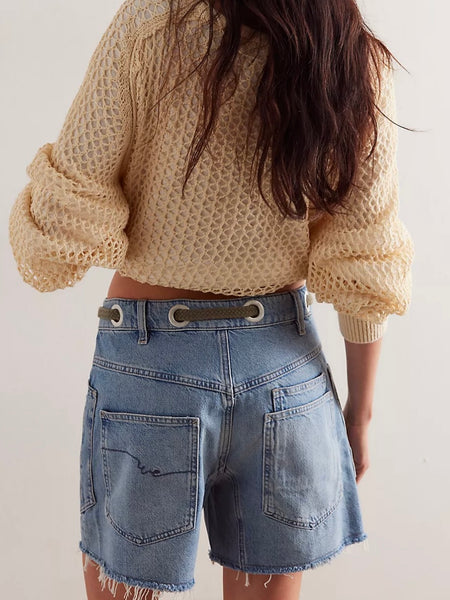 Free People Moxie Barrel Shorts - Truest Blue