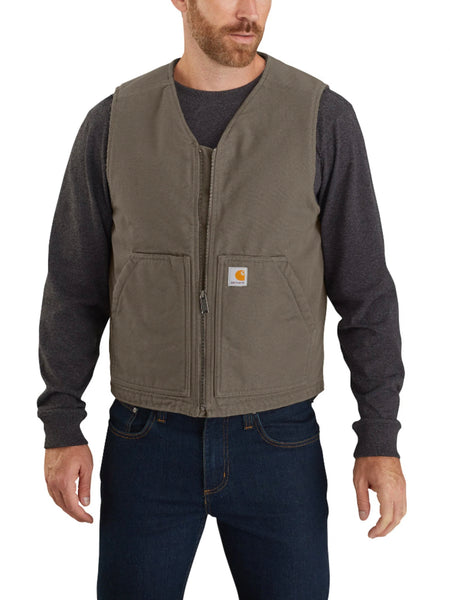 Carthartt Men’s Relaxed Fit Washed Duck Sherpa-Lined Vest - Driftwood