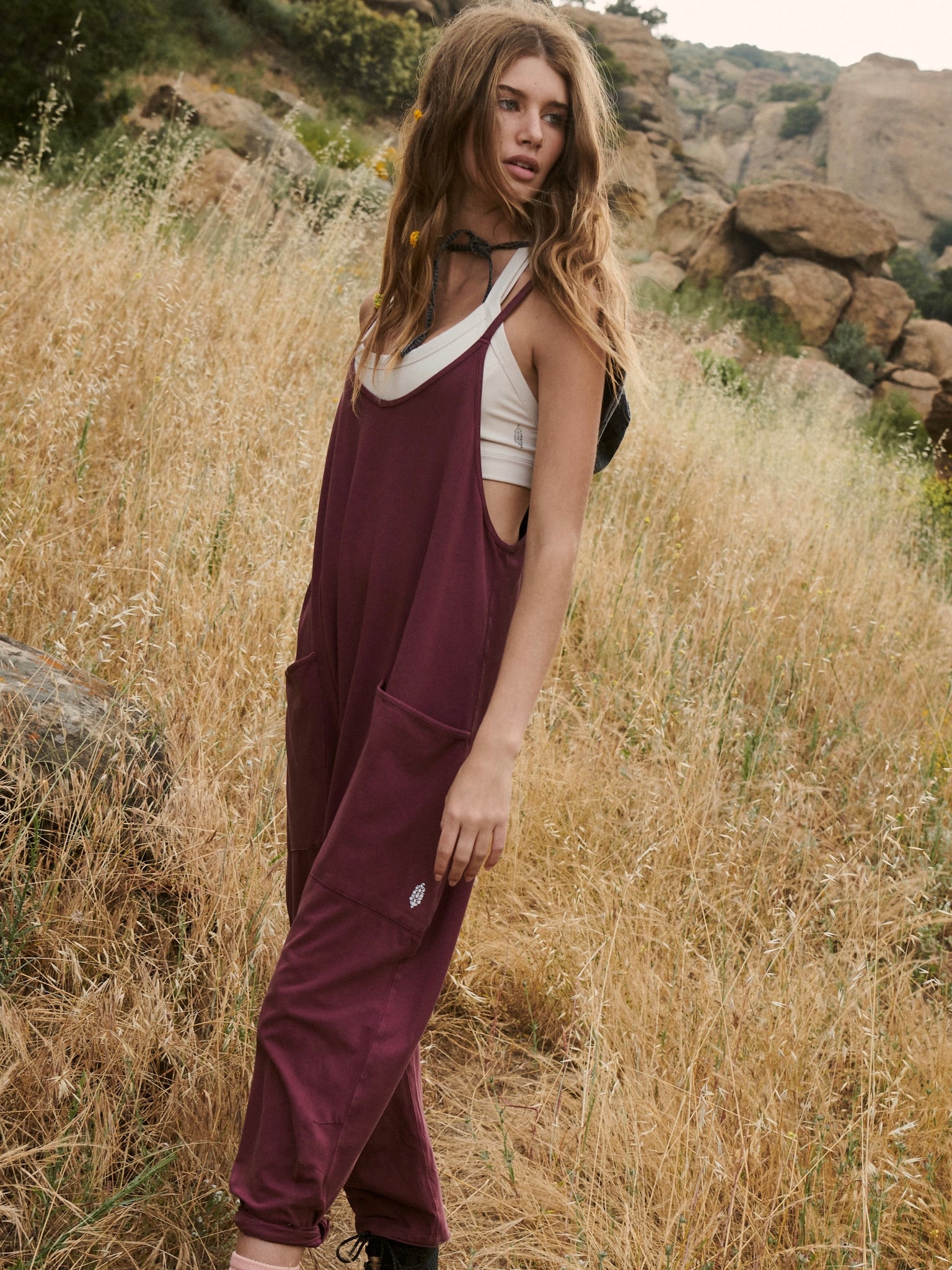 Free People Hot Shot Onesie- Pomegranate