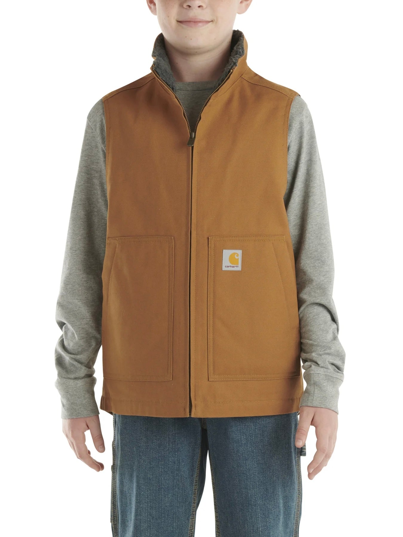 Carhartt Kids Canvas Sherpa Lined Vest - Carhartt Brown